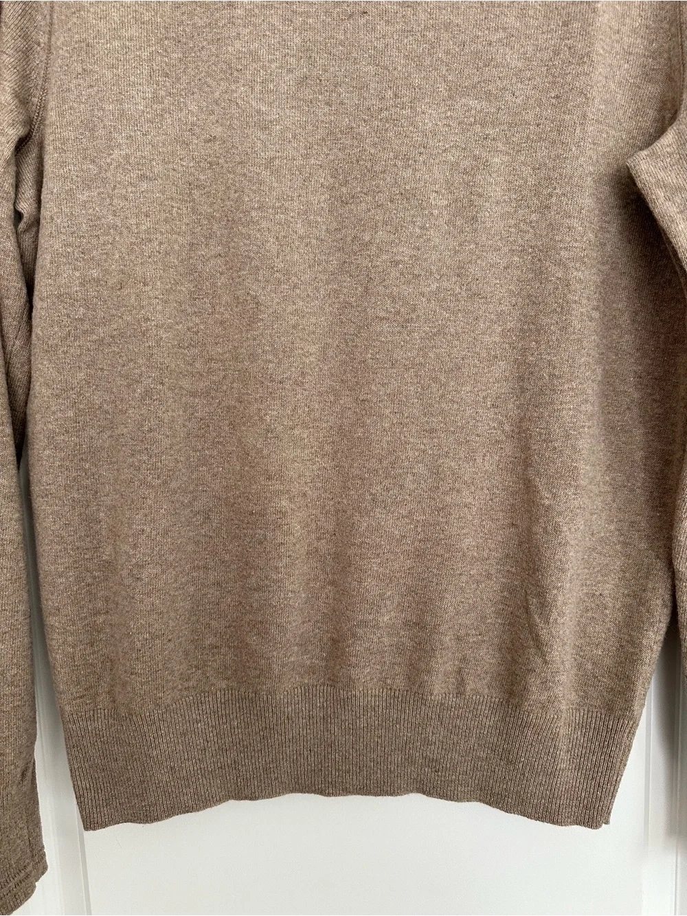 Banana Republic Merino Wool Fall Italian Yarn Heathered Taupe Crewneck Sweater
